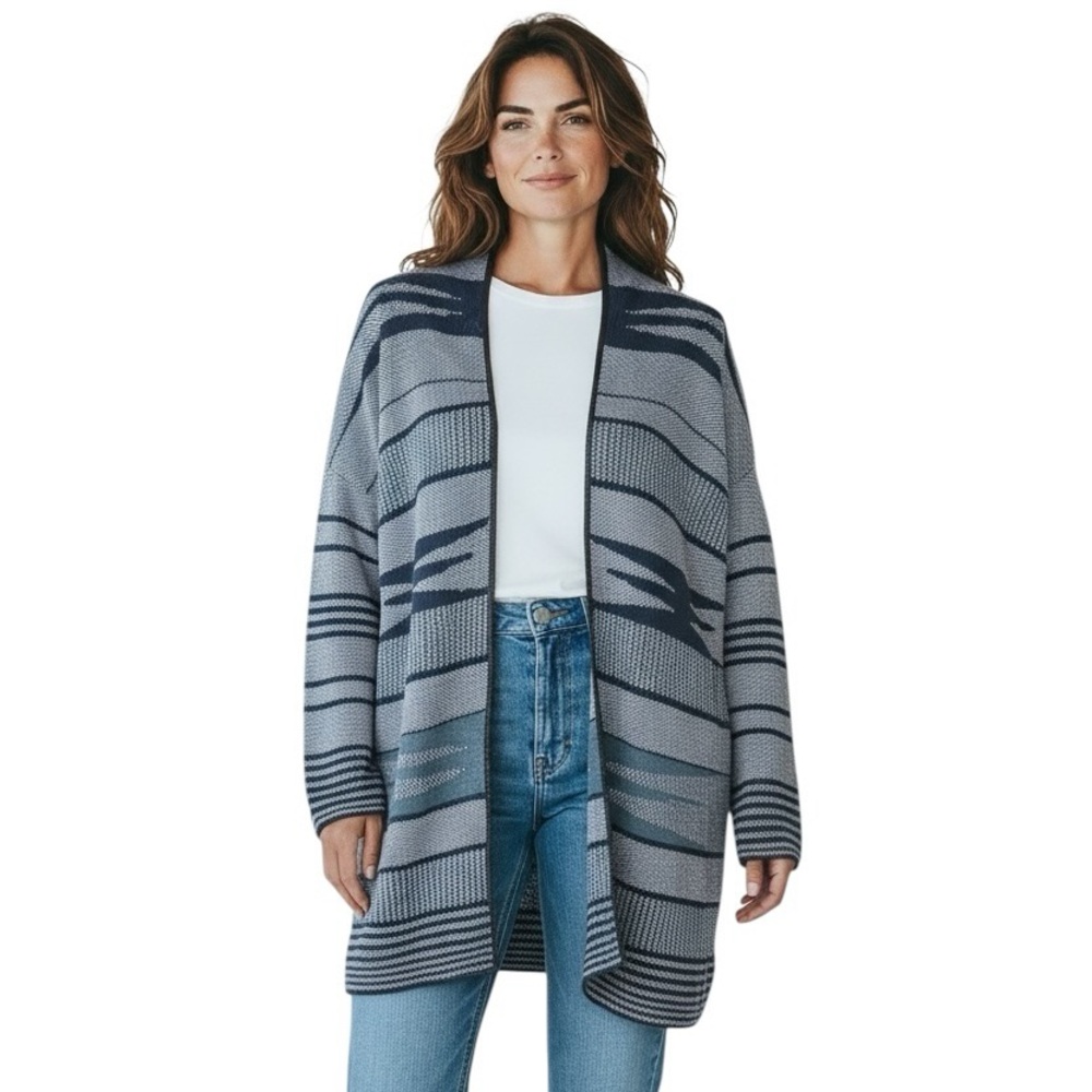 Margaret O’Leary Aztec Southwestern Open Front Cardigan Sweater